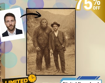 Customised Bigfoot couple Portrait | Sasquatch Custom Portrait | Bigfoot portrait | Sasquatch Portrait Bigfoot Lover
