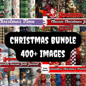 Kerstbos aquarelbundel, 400+ gezellige kerstafbeeldingen, kersttijd, traditioneel, bosrijk, afdrukbaar digitaal papierpakket