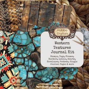 Western Textures Junk Journal Kit, cowboy textures digital paper, wild west backgrounds, commercial use, instant download, Digital Collage