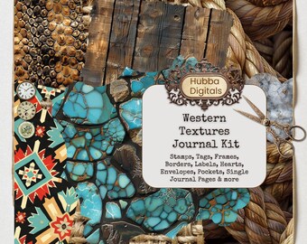 Western Textures Junk Journal Kit, cowboy textures digital paper, wild west backgrounds, commercial use, instant download, Digital Collage