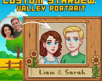 Retrato personalizado de pareja de Stardew Valley: Póster de pareja de Stardew Valley / Póster pixelado de pareja / Retrato pixelado personalizado de pareja