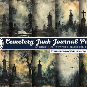 Cemetery Junk Journal Pages, Eerie Gothic Victorian Scrapbook Dark Page Vintage Journal Pages Printable Paper Collage Sheet Digital Download