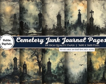 Cemetery Junk Journal Pages, Eerie Gothic Victorian Scrapbook Dark Page Vintage Journal Pages Printable Paper Collage Sheet Digital Download