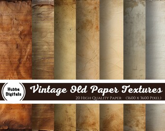 Old Paper Textures, 20 digital paper pack with vintage paper backgrounds instant download for commercial use