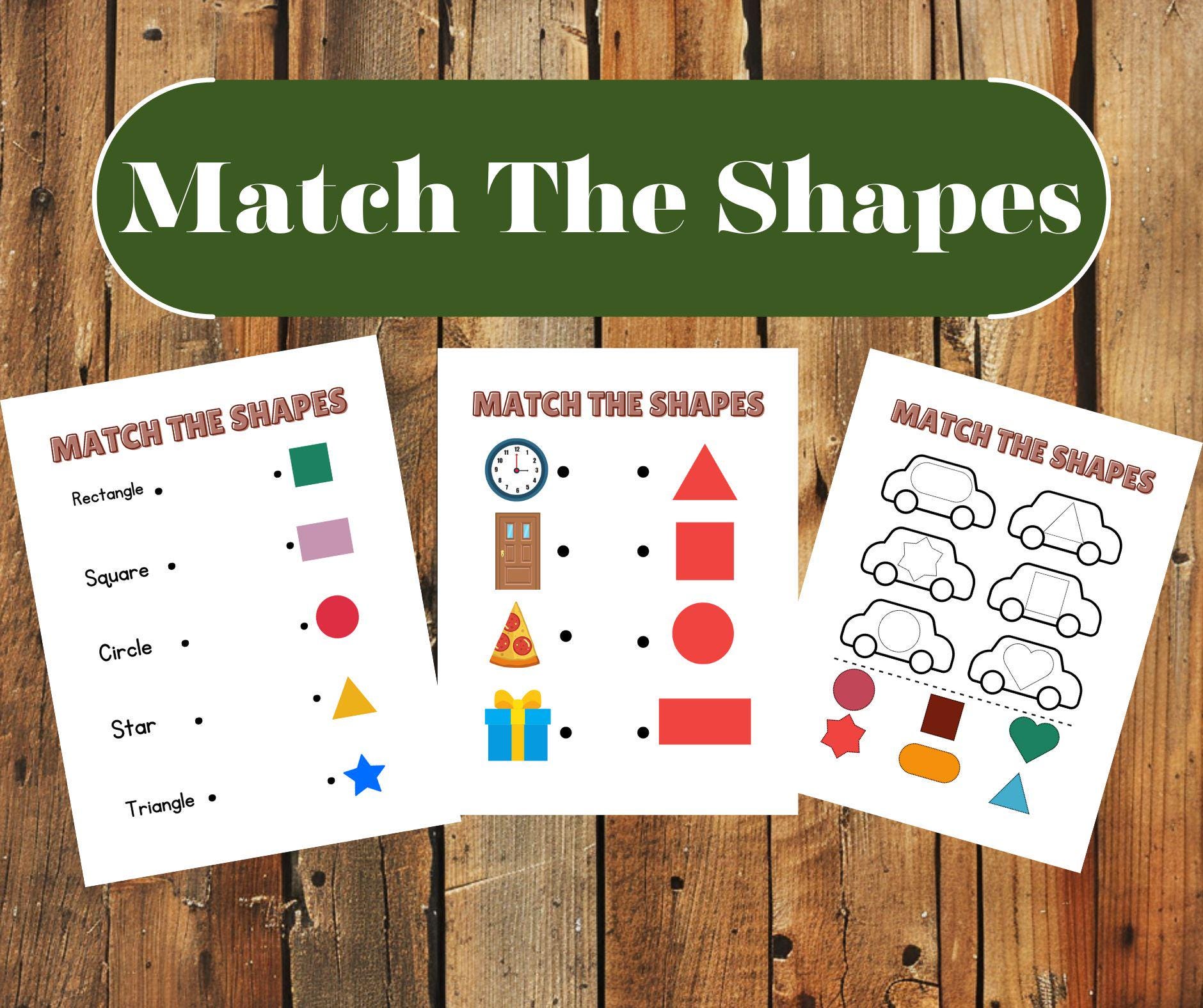 Shapes Matching Activity Printable Pdf Page, Toddler, Preschool ...