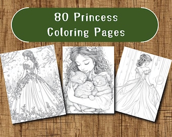 Princess Coloring Pages For Kids, 80 Coloring Pages, Princess Coloring Sheets, Princess Coloring Book, Girl Coloring Pages, Holiday Craft