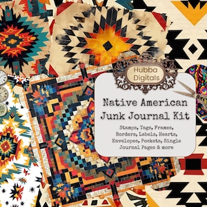Native Americans Junk Journal Kit, Aztec Digital Paper, Aztec Seamless Pattern,Tribal Ethnic Digital Paper,Aztec Printable,Aztec Clipart Jpg