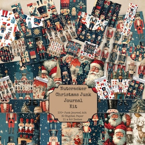 Nutcracker Christmas Junk Journal kits, pockets, Nutcracker Winter Digital Download, Christmas Printable Instant Download, Craft Kit Project
