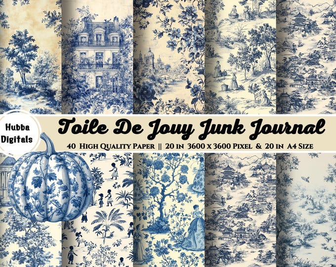 Vintage Toile De Jouy Junk Journal Folio,french Toile Journal Insert ...