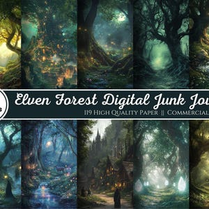Elven Forest Digital Junk Journal Background, Elf Collage Printable, Fantasy Digital Junk Journal, Magical Junk Journal Paper, Scrapbook Kit
