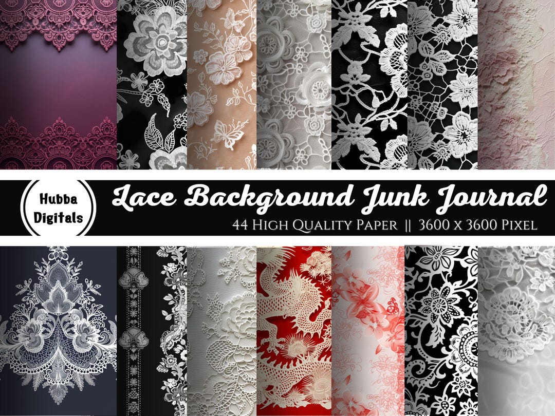 Lace Background Digital Junk Journal Kit, Vintage Lace Collage ...