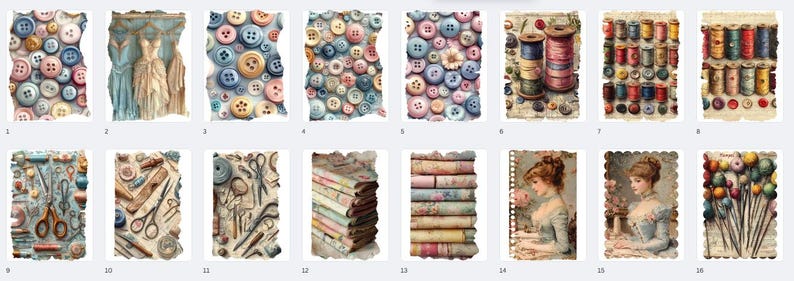 Vintage Sewing Junk Journal Kit, Sewing Scrapbook Digital Printable ...