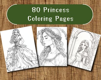 Princess Coloring Pages For Kids, 80 Coloring Pages, Princess Coloring Sheets, Princess Coloring Book, Girl Coloring Pages, Holiday Craft