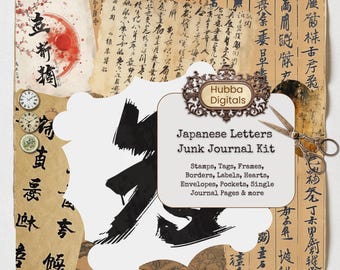 Letters From Japan Junk Journal Kit, Digital Paper Pack, Printable Papers, Collage Paper, Scrapbook Paper, Grunge Paper, Bullet Journal Kit
