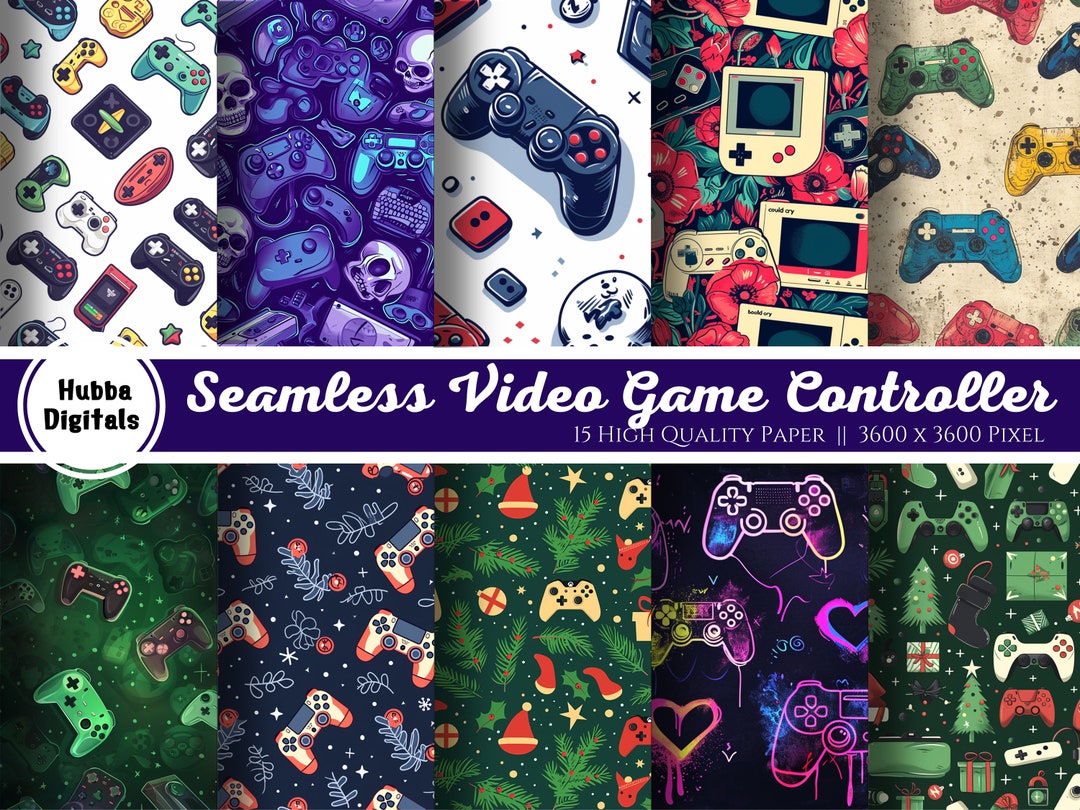 Seamless Video Game Controller, Digital Scrapbook Paper, Patterns ...