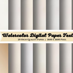 Watercolor Digital Papers - 20 Watercolour Paper Textures - Paper Digital Backdrop - White Paper Texture - Digital Scrapbook Paper Clipart