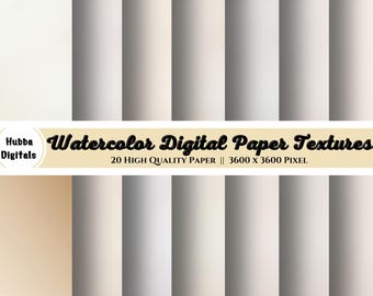 Papeles digitales de acuarela - 20 texturas de papel de acuarela - Fondo digital de papel - Textura de papel blanco - Clipart de papel para álbum de recortes digital
