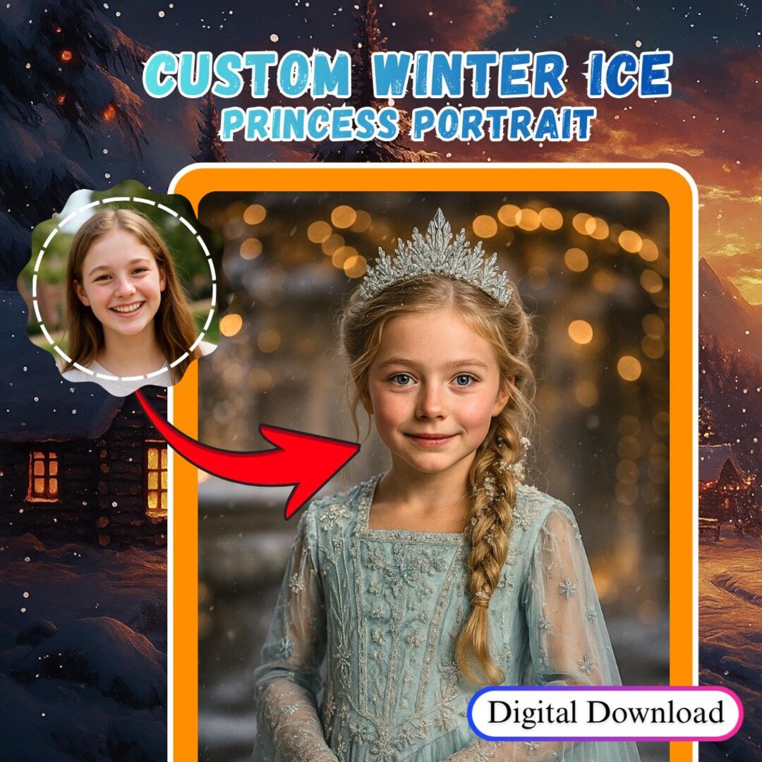 Snow Princess Design Custom Winter Ice Princess Portrait | Child Snow Queen | Wall Art ...