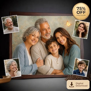 Fusion photo réaliste personnalisée, portrait commémoratif personnalisé, ajout d'un être cher disparu à la photo, cadeau pour maman ou parents