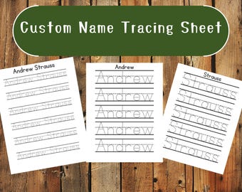 Custom Name Tracing Sheet Handwriting Practice Personalized Name Trace ...