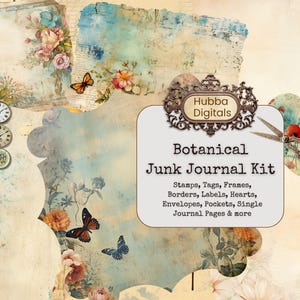 Bellissimo kit di Junk journal, kit di accompagnamento Kruger Park, stampabile Botanical Junk Journal, pagine di scrapbooking vintage, collage digitale di piante