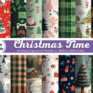 Kersttijd, traditioneel, bos, afdrukbaar digitaal papierpakket, 45 Merry Christmas Junk Journal Pages, hoge kwaliteit, direct downloaden