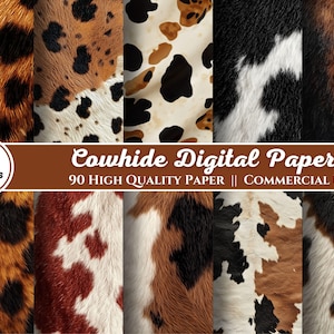 Cowhide Digital Paper, cowhide leather textures digital paper, western backgrounds, commercial use instant download