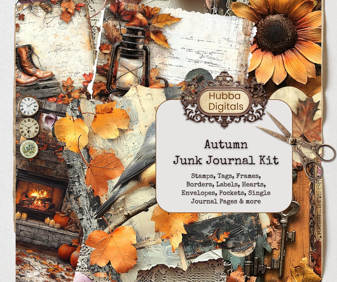 Autumn Memories Junk Journal Kit, Digital Fall Scrapbook Kit, Autumn ...
