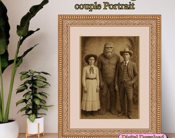 Retrato personalizado de pareja Bigfoot / Retrato personalizado de Sasquatch / Retrato de Bigfoot / Retrato de Sasquatch para amantes de Bigfoot / Regalo para él