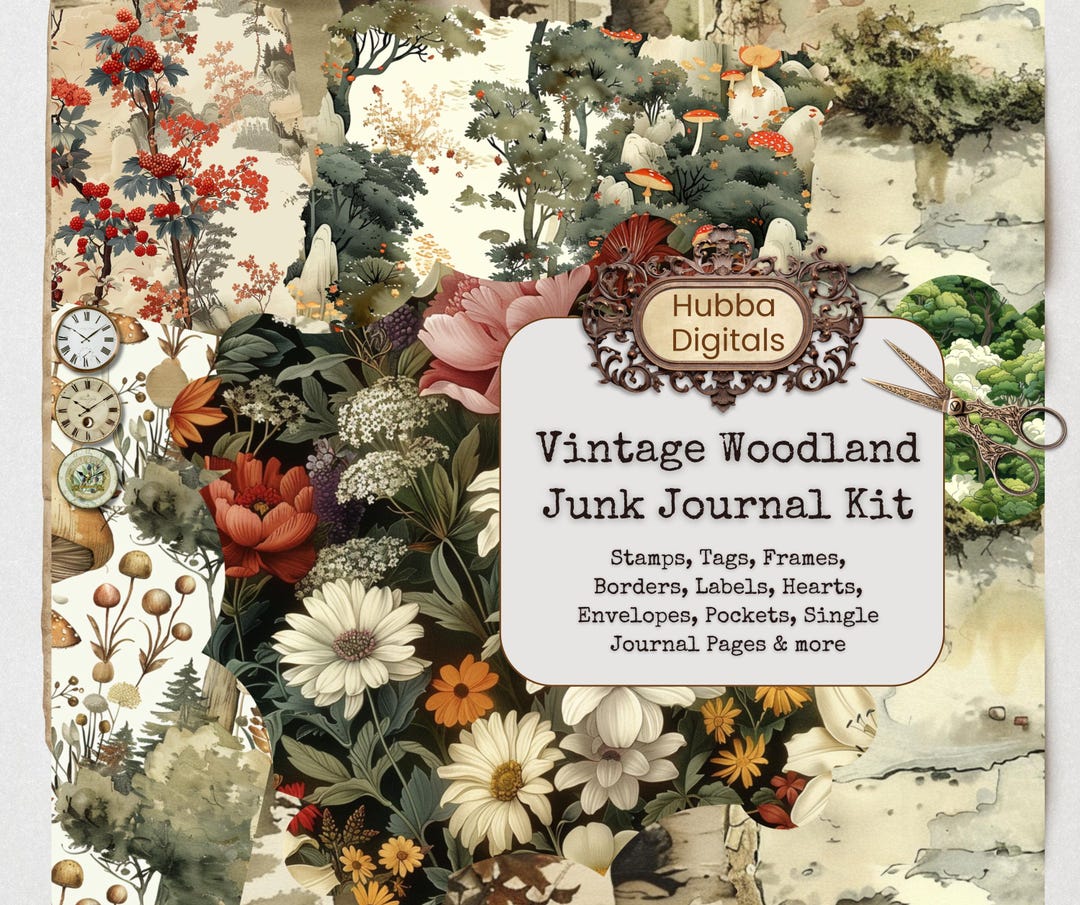 Vintage Woodland Junk Journal Kit, Printable Paper Fairy Junk Journal ...