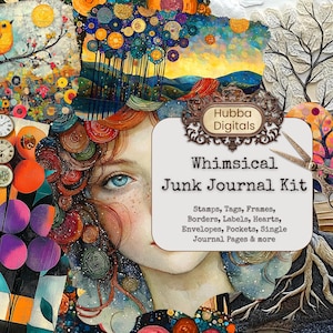Watercolor Whimsy Backgrounds Junk Journal Kit, Digital Download Paper Set, Whimsical Quirky Junk Journal Scrapbook, Floral Card Making Pack