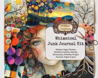 Watercolor Whimsy Backgrounds Junk Journal Kit, Digital Download Paper Set, Whimsical Quirky Junk Journal Scrapbook, Floral Card Making Pack