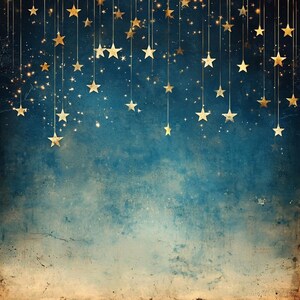 Gold Starry Grunge Digital Paper, Golden Starry Night Digital Papers ...