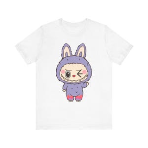 Cute Cartoon Labubu Hoodie Tee - Kawaii Style, Perfect for Gifts, Cozy Casual Wear, Unisex Short Sleeve T-Shirt, Fun Graphic Tee