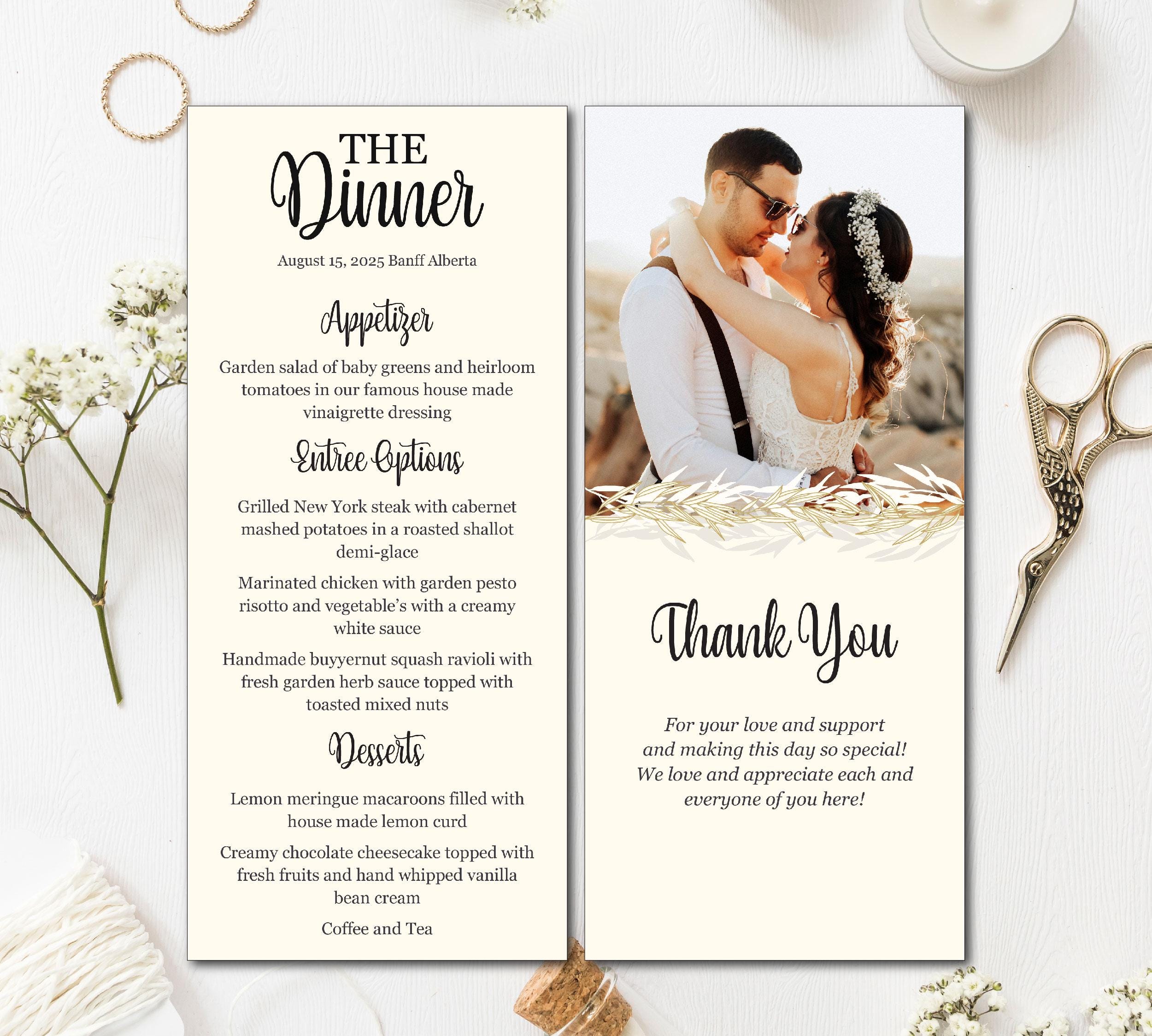 Editable Picture Menu Card Template Printable Event Menu and Thank You ...