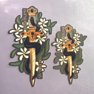 Kingdom of the Wicked Sticker - Snake Dagger Forged by Sin Bound by Love, Kerri Maniscalco Waterproof Vinyl Decal