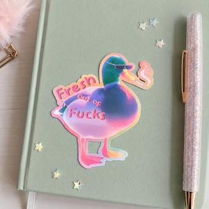 Sarcastic Duck Sticker | Holographic Vinyl Decal, Funny Humor Gift