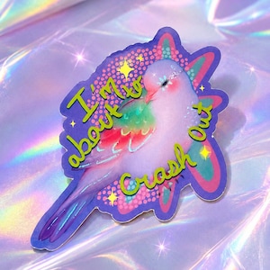 Funny Pigeon Sticker – Pastel Bird Decal, Gen Z Meltdown Humor (3 Inch)