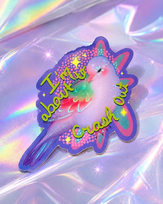 Funny Pigeon Sticker – Pastel Bird Decal, Gen Z Meltdown Humor (3 Inch)
