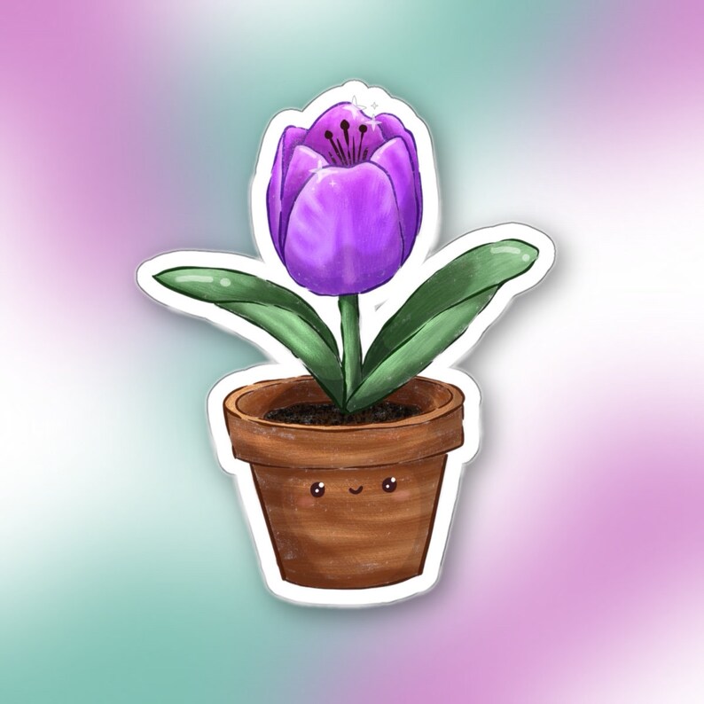 Kawaii Purple Tulip Sticker Hand Drawn Sticker ACNH Inspired Perfect