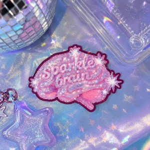 Sparkle Brain Holographic Sticker — ADHD Neurodivergent Vinyl Decal, Neurospicy Mental Health