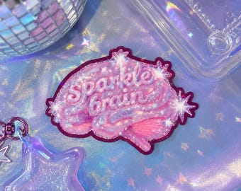 Sparkle Brain Holographic Sticker — ADHD Neurodivergent Vinyl Decal, Neurospicy Mental Health