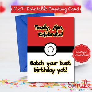 Cartão de aniversário inspirado em Pokémon / Cartão Pokémon para colecionador / Para aniversário infantil / Pikachu / Para meninos