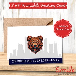 Cartão de simpatia do Chicago Bears/Amigos do Chicago Bears/Fãs do Bears/Sinto muito pela sua perda/Cartão de futebol