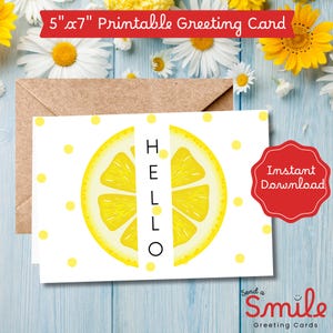 Hello Lemon Card - Carte de voeux Just Because à pois jaunes - Jolie carte d'amitié pour s'enregistrer, penser à vous ou dire bonjour