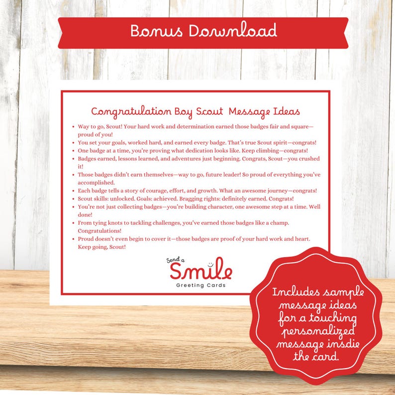 Sample Message For Scouting Program Scout Badge Congratulations Card: Earth Tone Adventure Design (digital ...