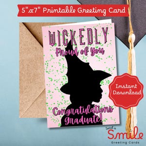 Afstudeerkaart Wicked thema / Wicked Inspired / Wicked Gift / Afstudeerkaart middelbare school / Afstudeerkaart College Afdrukbare kaart