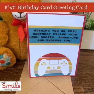 Epic Birthday Gamer Card: High Scores, Power-Ups (5x7)