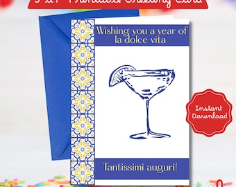 Italian Summer Birthday Card – La Dolce Vita Message with Coastal Mediterranean Vibes