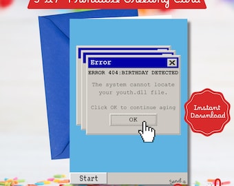 Lustige Retro Windows Fehler Geburtstagskarte • Tech Humor (Digitaler Download)